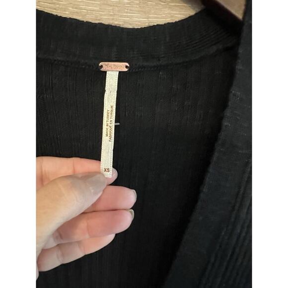 Free People Free-Est Hailee Long Sleeve Sweater Dress Waffle Black XS Button - Picture 4 of 12